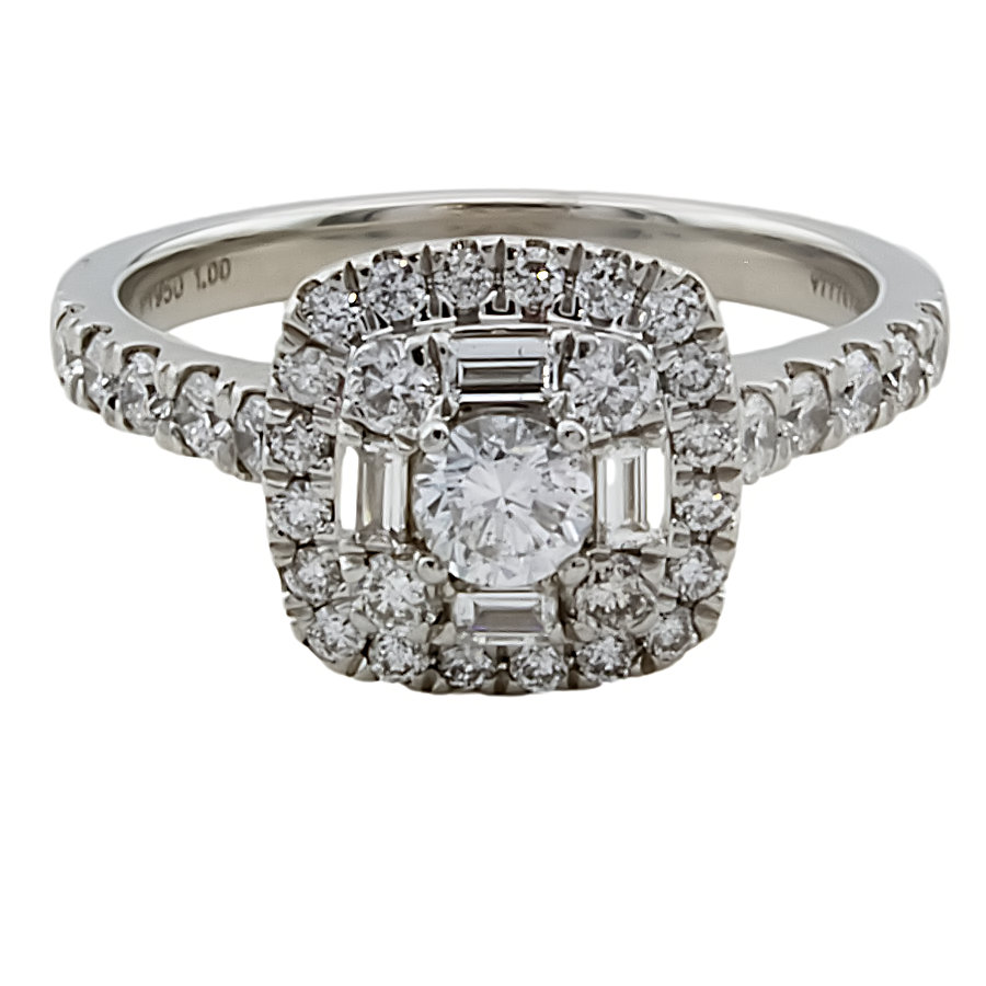 Platinum Diamond 1.00ct Cluster Ring size N